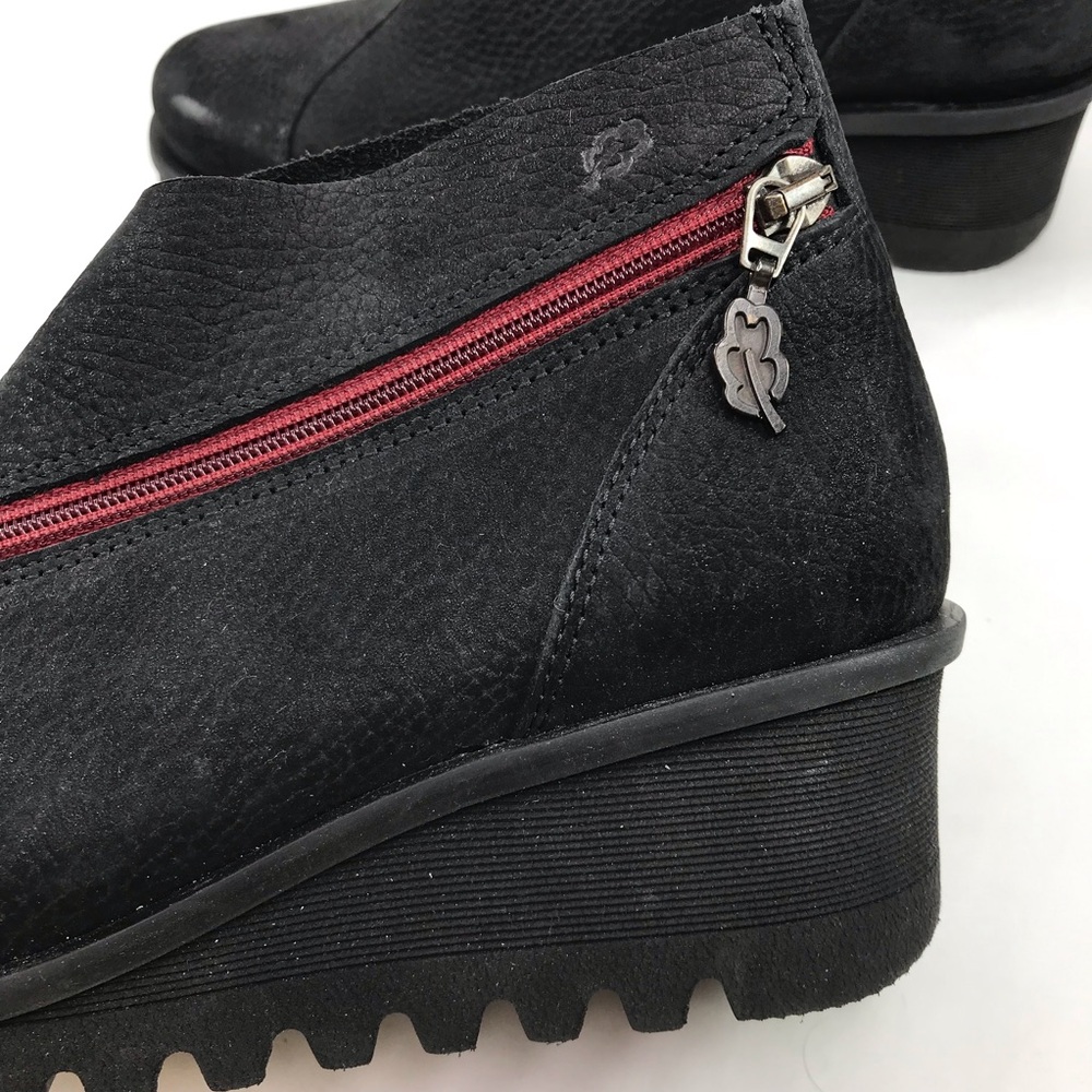LOINTS OF HOLLAND Fusion Black Nubuck Leather Bootie Wedge Shoe - Picture 6 of 12